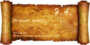 Hranek Anett névjegykártya